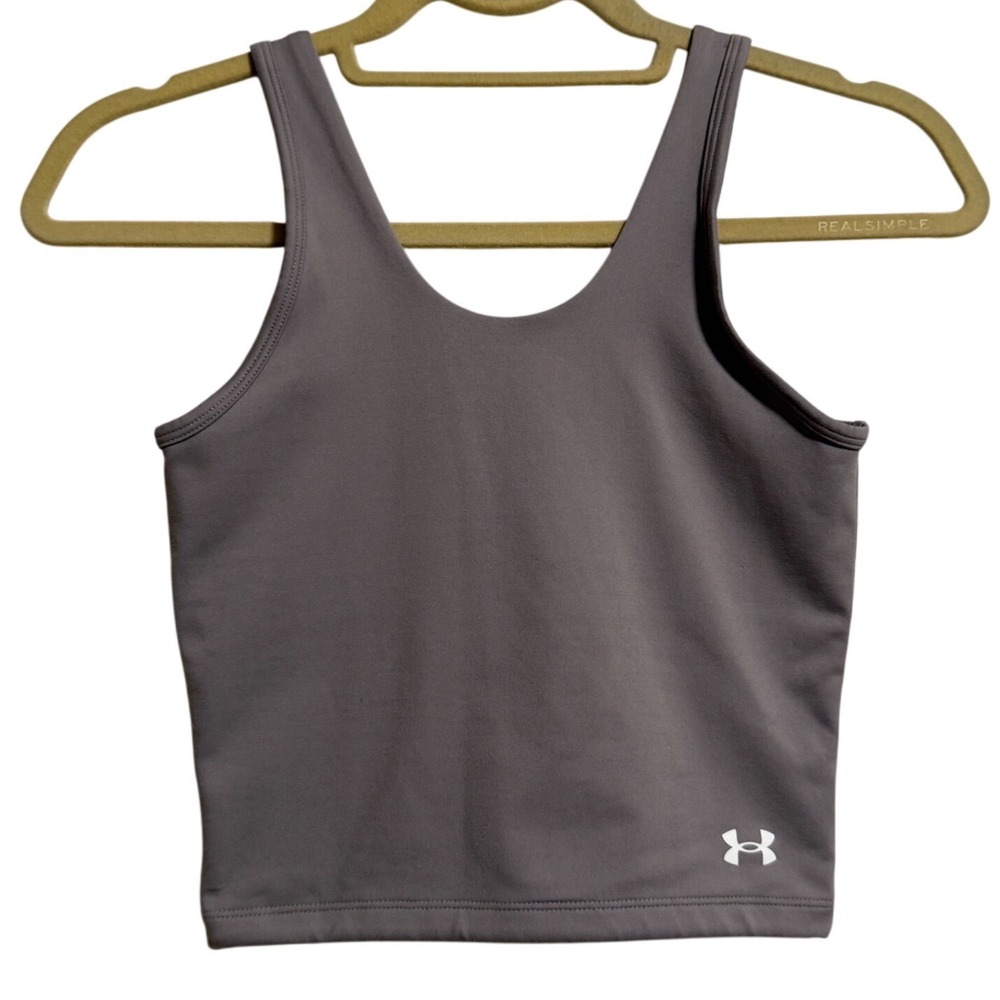 Under Armour Womens XS Purple Cropped Athletic Tank Top Racerback Gym Yoga Shirt